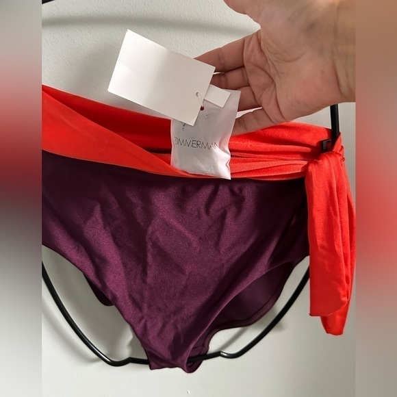 Zimmermann Purple Color blocked Bikini Bottom High Cut & High Waist 8-10 Lycra - Picture 10 of 10